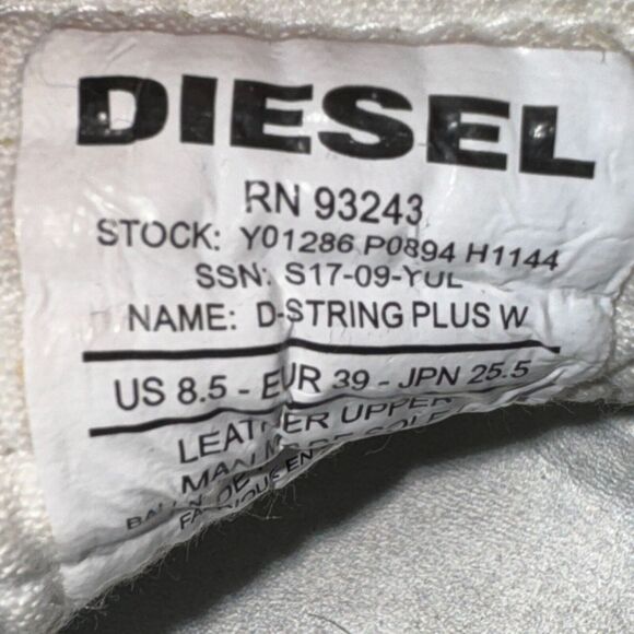 Diesel D-String Plush High Top Sneaker Women's 8.5 White Silver Leather Side Zip - Picture 10 of 10